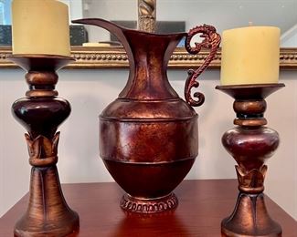Pitcher and Candle Holders