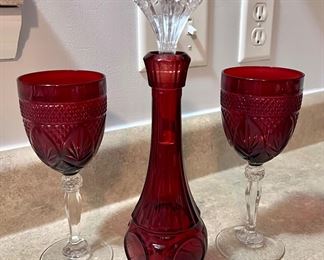 Decanter and wine glasses