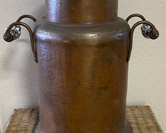 Dutch Copper Dairy Milk Bucket w Delft Handles 