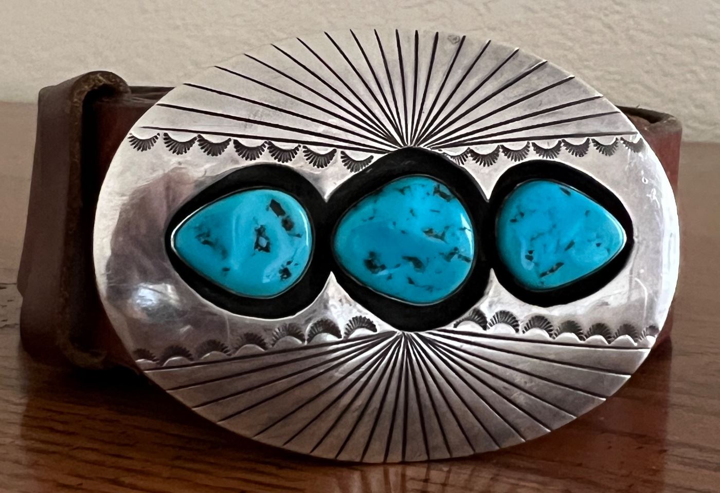 Turquoise and Sterling Belt Buckle