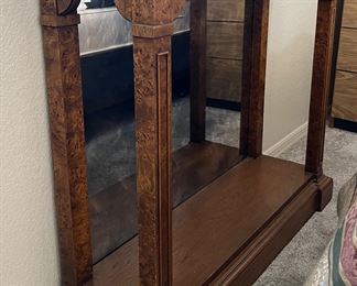 Side Table w Antiqued Glass Back Burl Wood Top