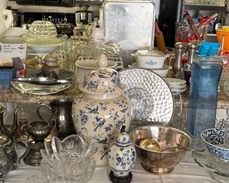 Assorted Blue and White and Silverplate