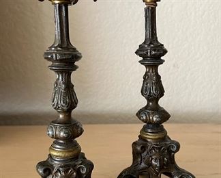 Vintage Cast Iron Candlesticks