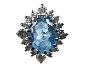 14kt White Gold Aquamarine and Diamond Ring