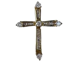 14kt Yellow Gold Diamond Cross Pendant