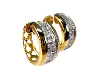 14kt Yellow Gold Diamond Huggie Earrings