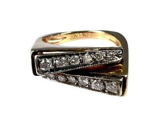 14kt Yellow Gold Double Bar Diamond Ring