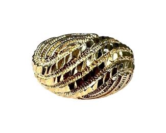 14kt Yellow Gold Etched Dome Ring