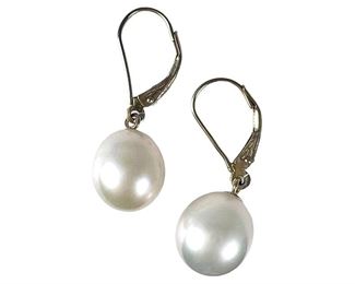 14kt Yellow Gold Large Pearl Drop Earrings