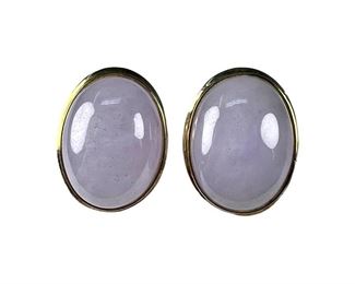 14kt Yellow Gold Lavender Jade Stud Earrings
