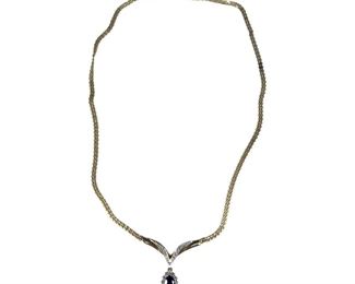 14kt Yellow Gold Sapphire and Diamond Necklace