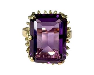 18kt Gold Electroplated Imitation Purple Sapphire Ring