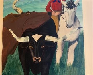 Painting on linen back, unknown artist