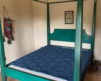 Great painted queen size bed frame with box spring