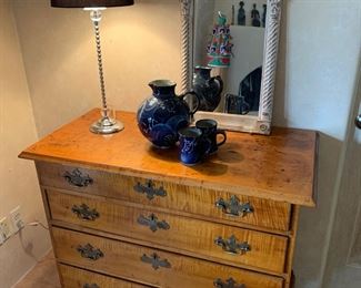 Antique curly/tiger maple chest of drawers