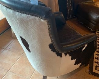 Santa Fe style cowhide, leather and nailhead chair, like new