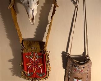 Vintage leather and beadwork bags
