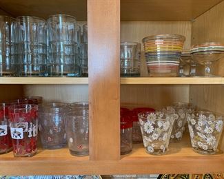 Vintage and new glassware