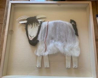 Mamie Deschillie (Dine 1920-2010) goat with necklace, framed