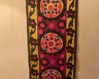 Embroidered textile hanging panel