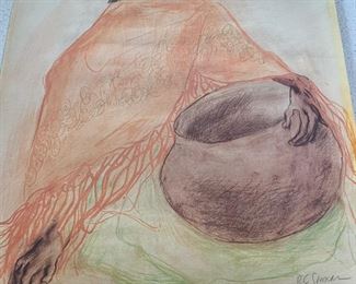 RC Gorman (Dine 1931-2005) pencil signed lithograph 'Bernice, Woman with Golden Pot'