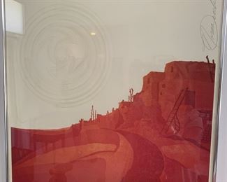 Norma Andraud 'Pueblos' lithograph, 1980