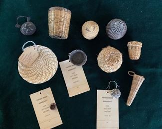 Miniature horsehair and other baskets