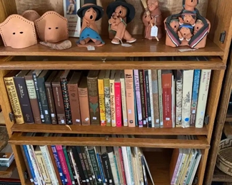 Paul Sandoval (Taos) pottery and ethnographic and local interest books, with another later barrister's bookcase