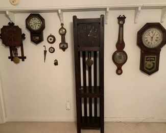 Vintage Mission style and antique clocks
