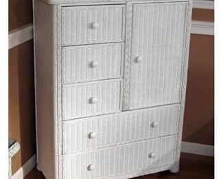 White Wicker Watkins 5 Drawer Bachelor’s  Chest 