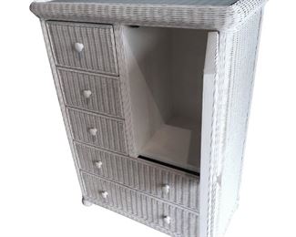 White Wicker Watkins 5 Drawer Bachelor’s  Chest 