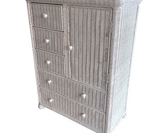 White Wicker Watkins 5 Drawer Bachelor’s  Chest 