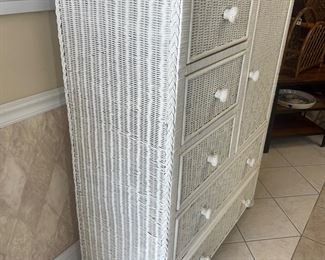 White Wicker Watkins 5 Drawer Bachelor’s  Chest 