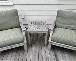 (2) Gloster Teak Armchairs with Side Table