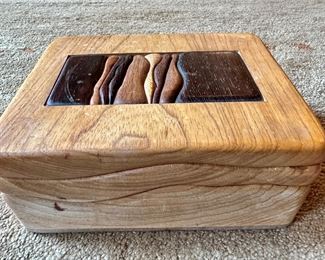 Hand Carved Wood Box, Signed
