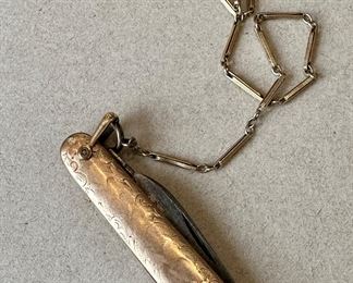 14K Gold Knife on Watch Chain