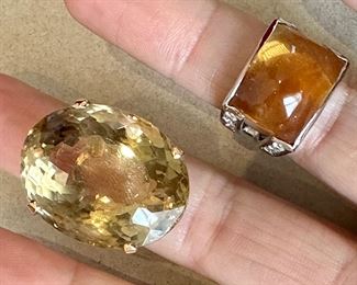 18K & Citrine Ring (left) Deprisco Ladies Citrine & Diamond Cocktail Ring (right)