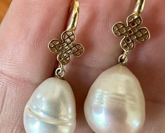 Ray Griffith 14K & Baroque Pearl Earrings