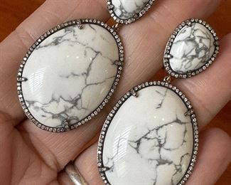 Pageo Jewelers 14K Howlite & Diamond Earrings