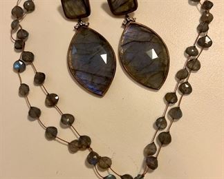 Trove (Weston) Labradorite Earrings & Labradorite Necklace