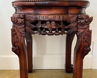 Carved Table with Marble Top