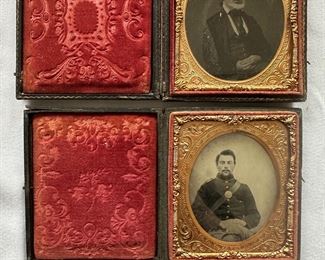 Antique Tintype Photographs - bottom is Civil War Soldier