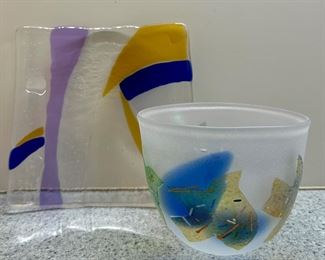 Art Glass Bowl & Plate