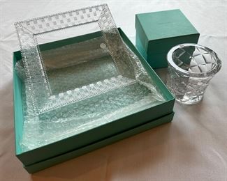 Tiffany & Co. Basket Weave Plate & Votive Candleholder