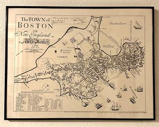 The Town of Boston Framed Map