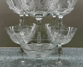 (12) Etched Champagne Coupes