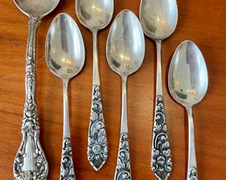 Sterling Silver Serving Spoon & Matching Teaspoons