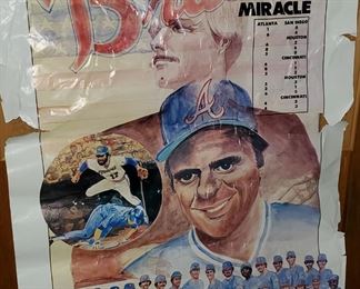 Rare Vintage 1982 Braves Miracle Poster by Davis - Rough Condition