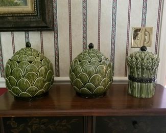 Kitchen containers - artichokes & asparagus