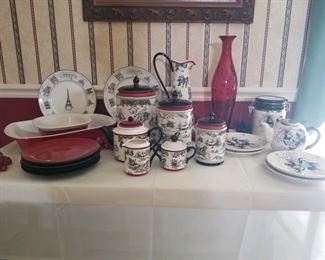 Dishes, canisters, teapot, plates